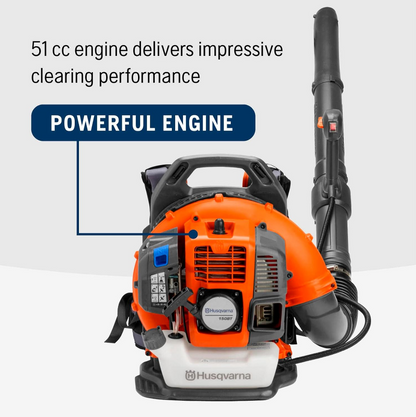 Husqvarna 150BT Gas Backpack Leaf Blower 51cc, 765 CFM, 270 MPH