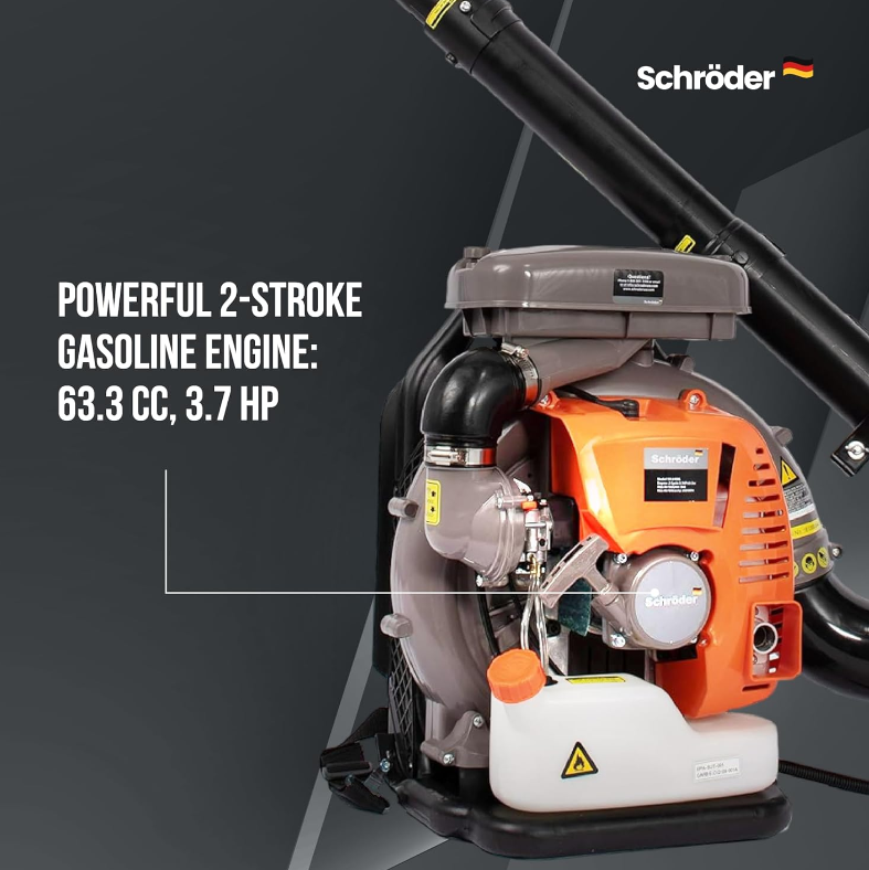 Schröder SR-6400L Backpack Gas Leaf Blower, 3.7 HP Engine