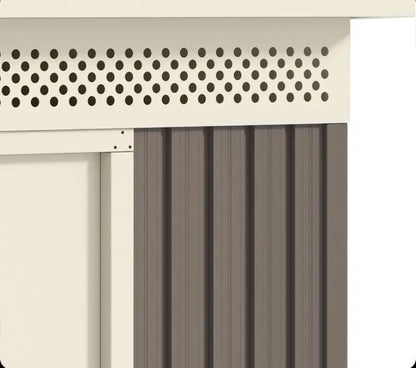 Okoru Hoggar Grey/Beige Metal Storage Shed 8.96m2 - 269x333x189cm. Garden Terrace Shed