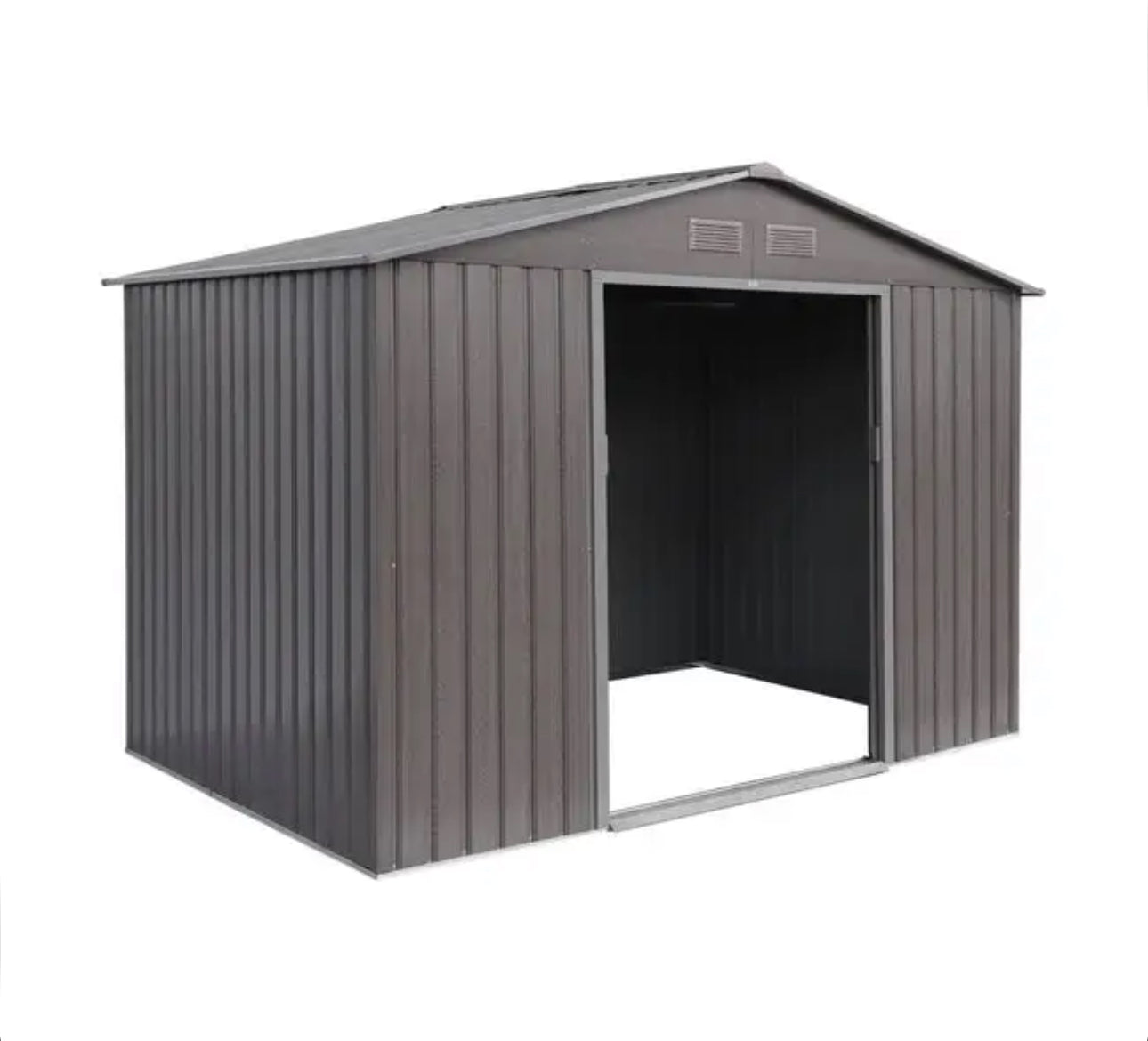 Metal garden shed with anchoring kit