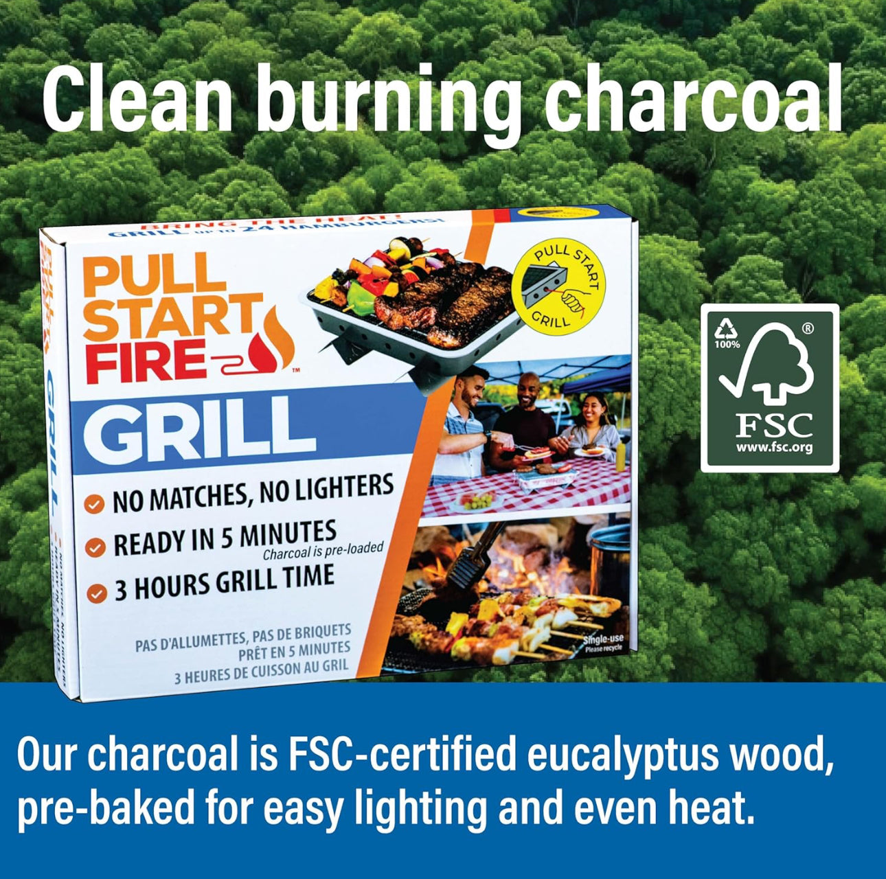 Pull Start Fire Grill Single Use Portable Disposable Charcoal BBQ With Pull Start Matchless Ignition