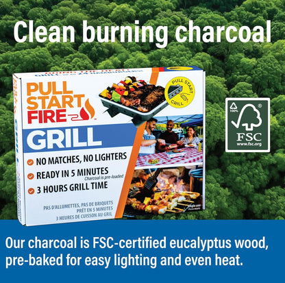 Pull Start Fire Grill Single Use Portable Disposable Charcoal BBQ With Pull Start Matchless Ignition