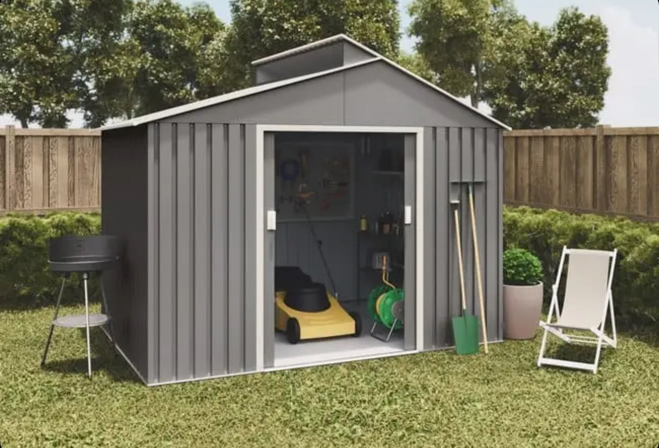 Lättsta 5.44m2 metal garden shed in premium metallic grey