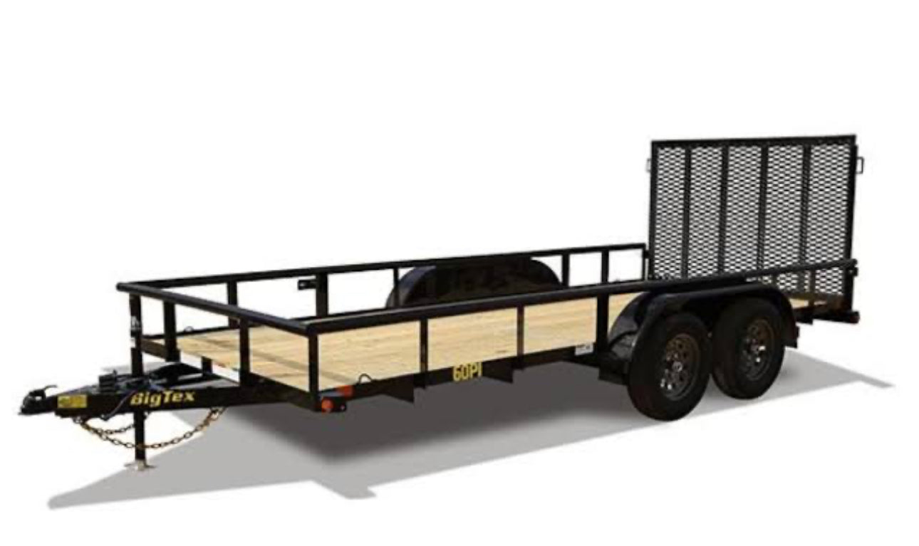 Big Tex 60pi 77" x 14 tandem axle pipe top utility trailer