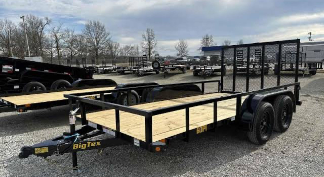 Big Tex 60pi 77" x 14 tandem axle pipe top utility trailer