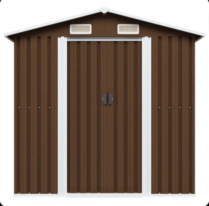 Brown steel garden shed 204x132x186 cm