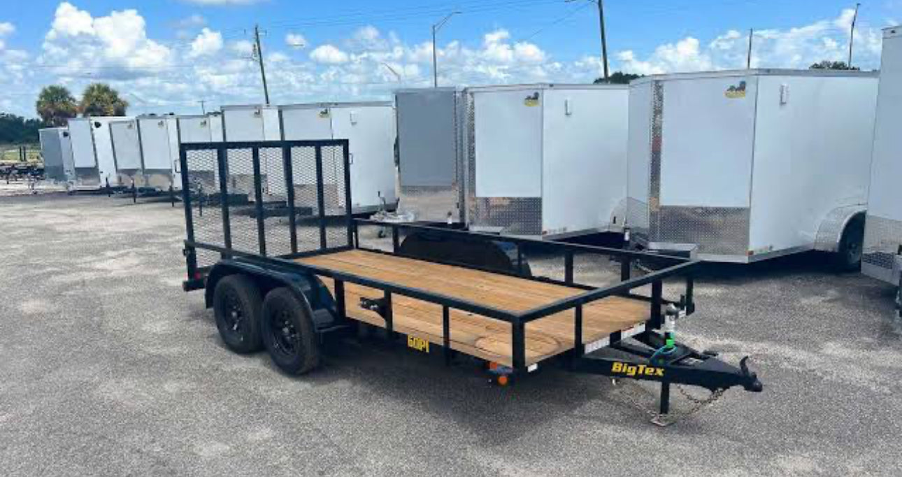 Big Tex 60pi 77" x 14 tandem axle pipe top utility trailer