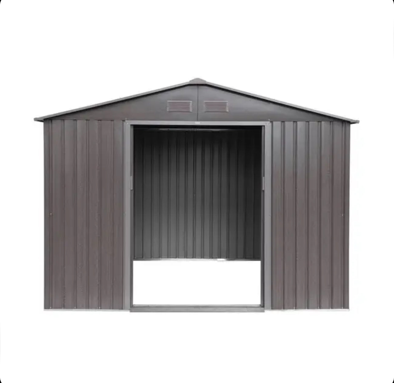 Metal garden shed with anchoring kit