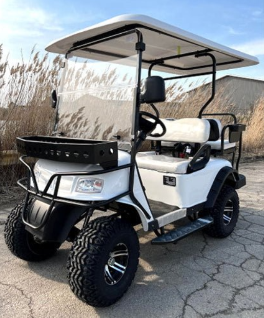 48V Electric Golf Cart – eMACHINE Lifted Model in White